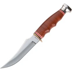 Ka-bar 1233 Skinner Fixed Stainless Skinning Blade Knife With Polished Leather Handle