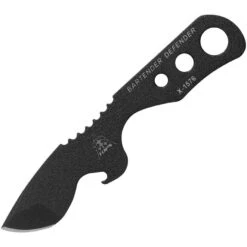 TOPS Knives TOPS BAR01 Bartender Defender Fixed Black Traction Coating Blade Knife With Skeletonized Handle