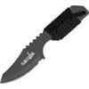 China Made M4140 Survival /Fire Starter Fixed Black Finish Blade Knife With Black Cord Wrapped Handle