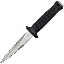China Made 4235 Mini Dagger Fixed Dagger Satin Finish Blade Knife With Black Textured Rubberized Handle