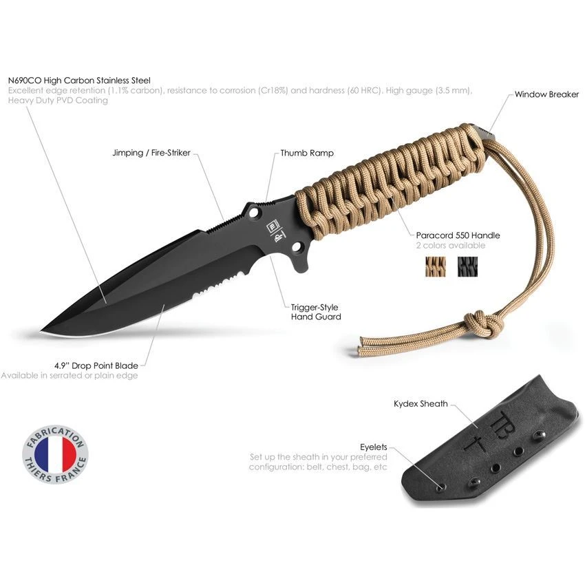 TB Outdoor 031 Survival Fixed Blade Black - Image 6