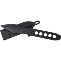 China Made 257 Cia Sticker Fixed Double Edge Leaf Shaped Blade Knife With Black Polycarbonate Handle