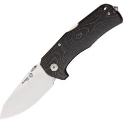 Lion Steel TTM1MS Lockback Satin Blade Fixed Blade Knife With Micarta Handle