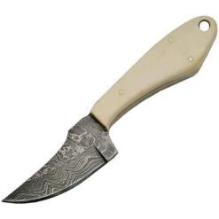 Damascus 1131BO Skinner Bone Fixed Damascus Steel Blade Knife With White Handle