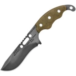 TOPS Knives TOPS WDR01 Wind Runner Black River Wash Fixed Blade Knife With Green Canvas Micarta Handle