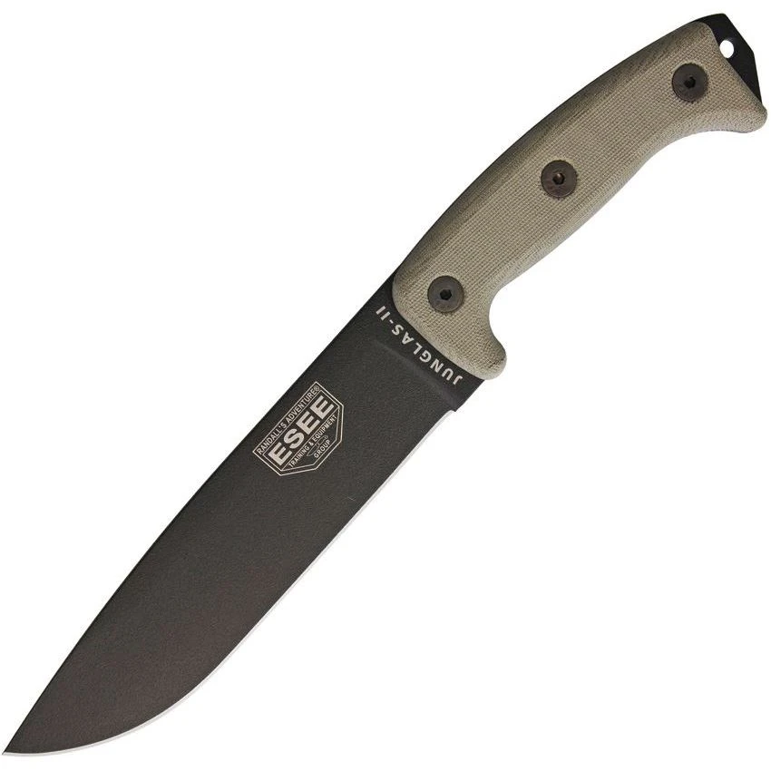ESEE JUNGLASIIE Junglas II Esee Logo Knife With Green Canvas Micarta Handle