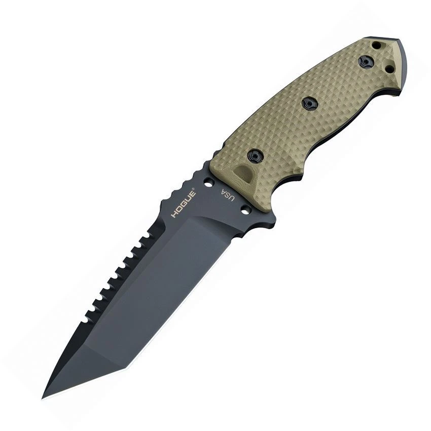 Hogue 35128 EX-F01 Fixed Blade Knife With OD Green Textured G10 Handle
