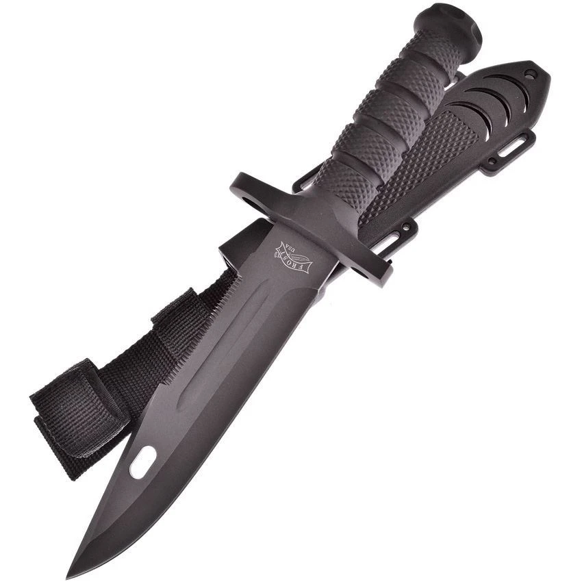 Frost FC33B Bowie Rubber Knife With Black Rubberized ABS Handle