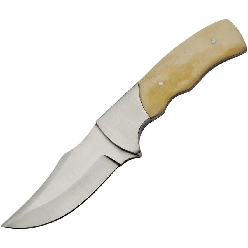 Pakistan 3396 Clip Point Blade Fixed Blade With White Smooth Bone Handle