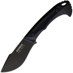 BucknBear 12233P Dark Piranha Black Stonewash Finish Drop Point Blade Knife With Green G-10 Handle
