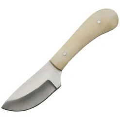 Pakistan 3382 Skinner Satin Finish Stainless Blade Knife With White Smooth Bone Handle