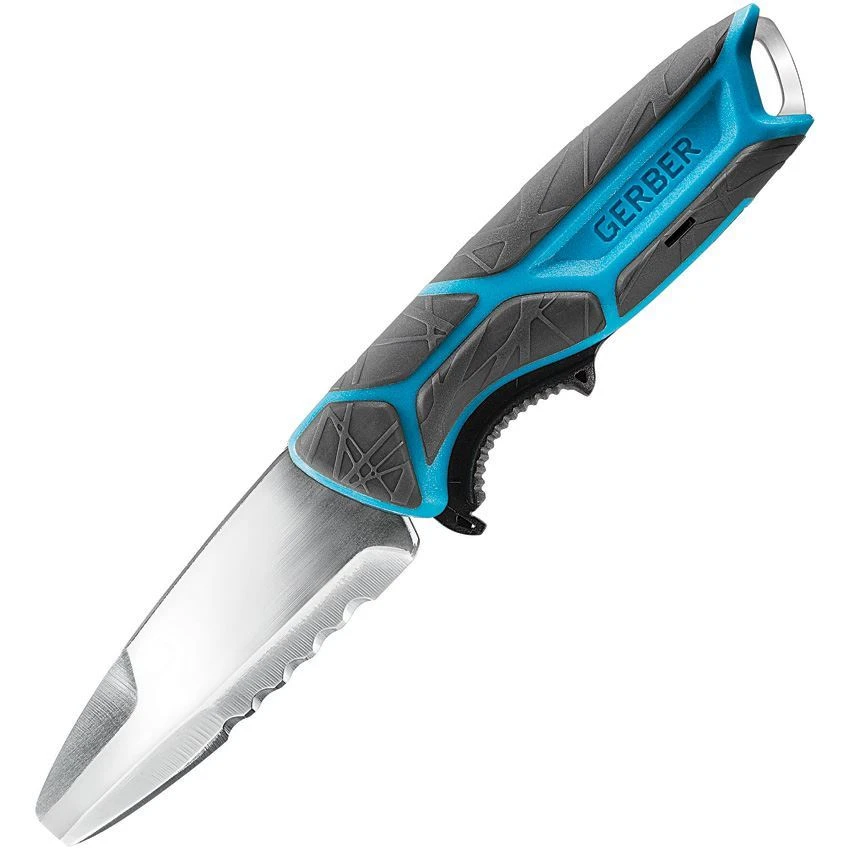 Gerber 3591 CrossRiver Knife Salt Rx With Blue Glass Reinforced Polypropylene Handle